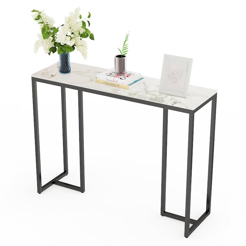 Long Modern Console Entry Table Sintered Stone Console Table for Foyer - 39"L x 12" W x 31" H