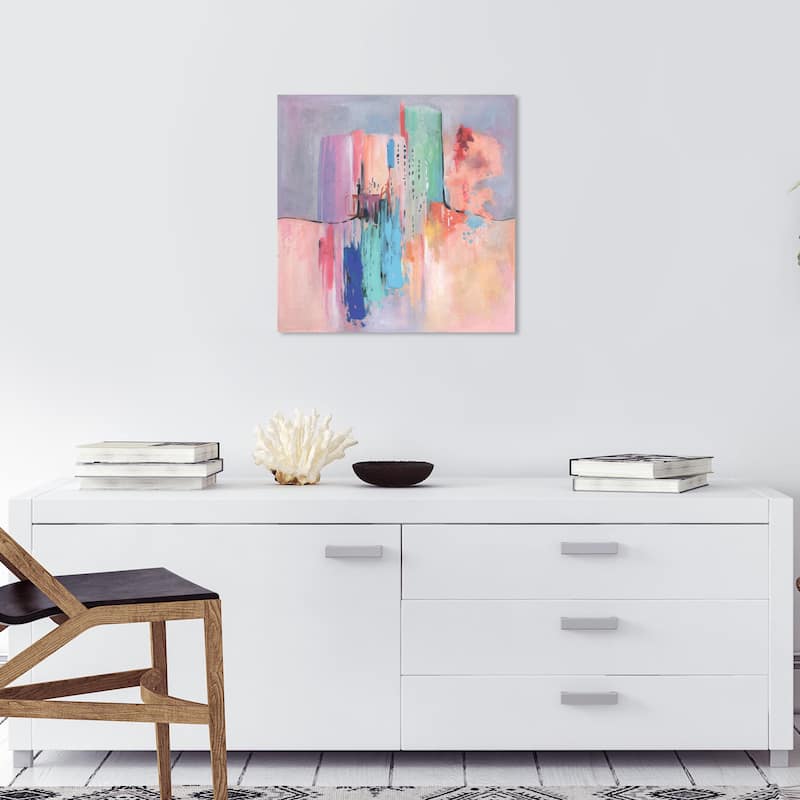 Wynwood Studio Abstract Abstract Reflection Purple and Pastel Orange Modern & Contemporary Wall Art Canvas Print - 20 x 20