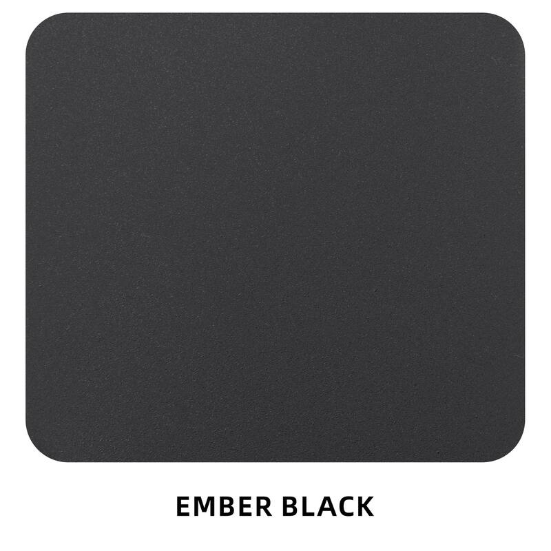 Modern 7-Piece Patio Dining Set - 35.5"x71" Greek Marble Sintered Table with 6 Swivel Rockers, Ember Black