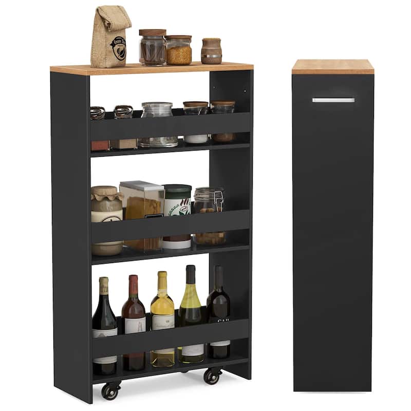 Costway 4-Tier Rolling Storage Cart 8" Slim Kitchen Cart on Wheels