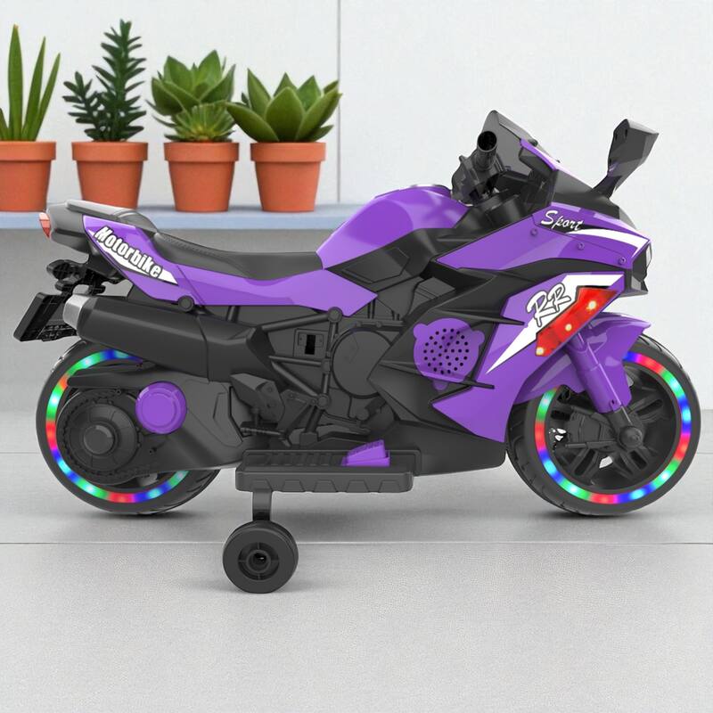 12V Kids Electric Motorcycle for Ages 3-6, 4MPH Max Speed, Bluetooth & USB Music, 100 lb Capacity