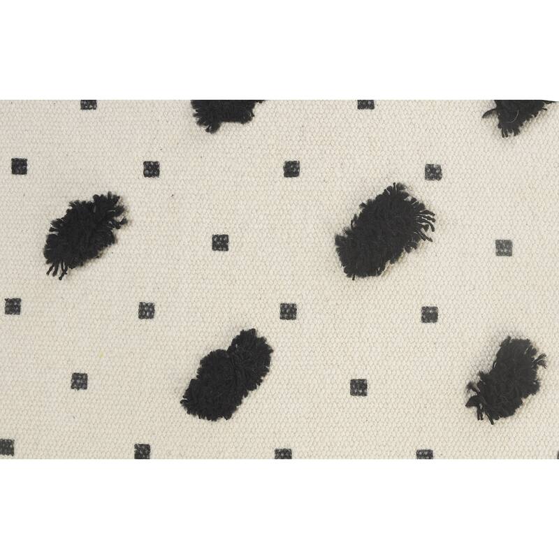 Sevita Black and Cream Chevron and Tufted Grid Throw Pillow