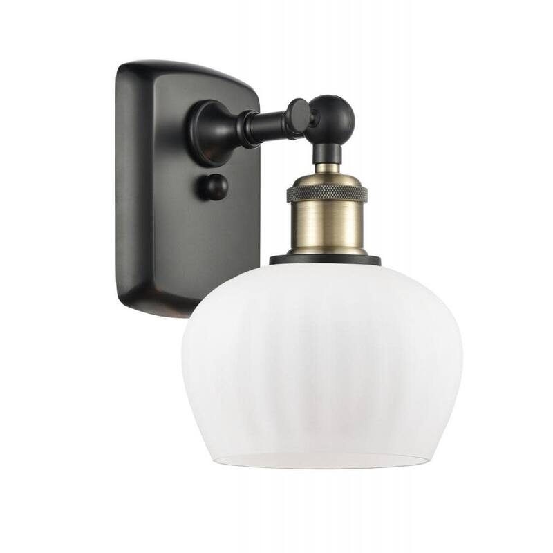 Innovations Lighting Fenton 11" Tall Bathroom Sconce - Black Antique Brass / Matte White
