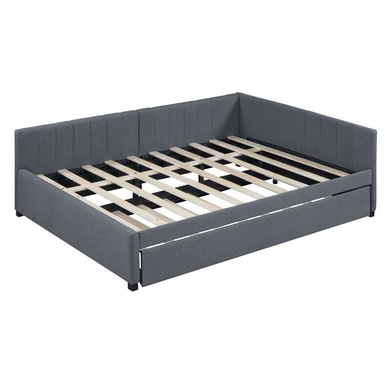 Upholstered sofa bed with trundle