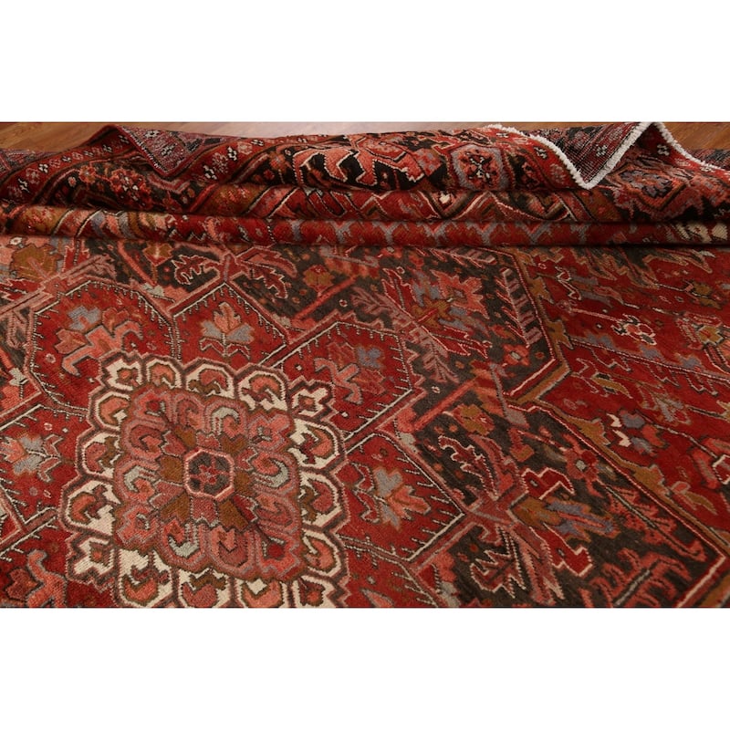 Vintage Vegetable Dye Heriz Persian Area Rug Hand-knotted Wool Carpet - 10'2" x 13'5"