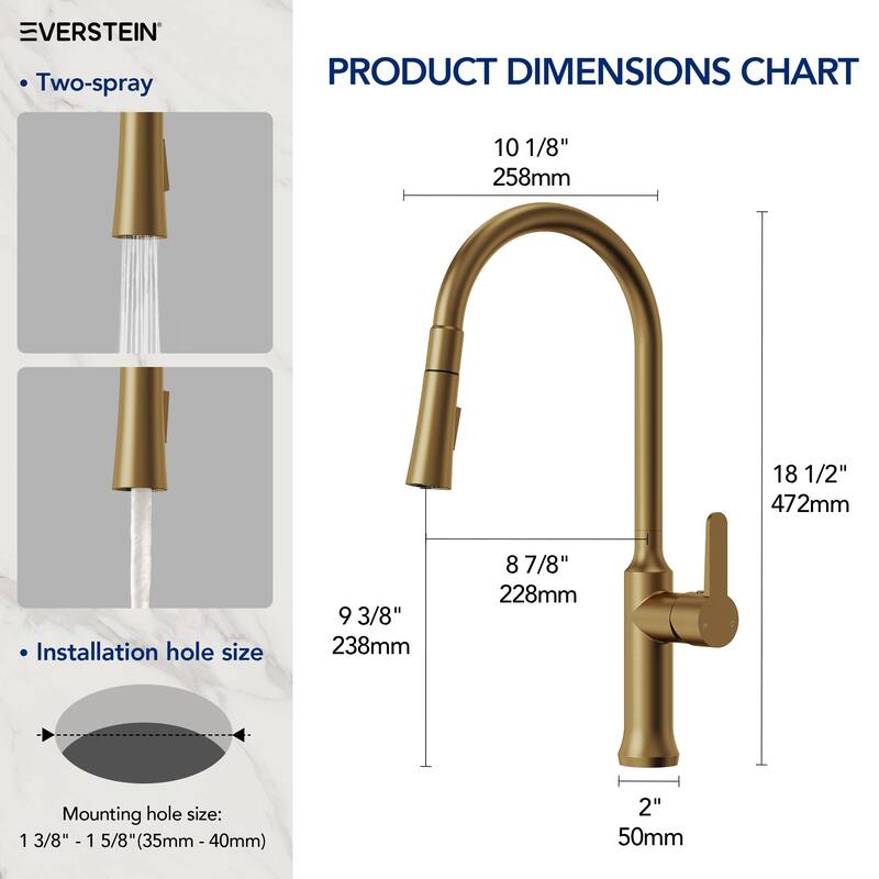 Single Handle Pull Down Kitchen Faucet with Sprayer Brass Swivels 360° Kitchen Faucet