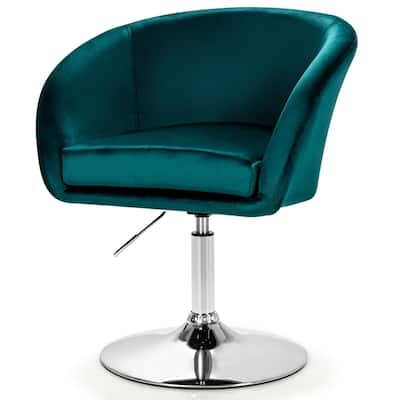 360 Degree Swivel Makeup Stool Accent Chair with Round Back and Metal Base - 24" x 20.5" x 28.5"-34"