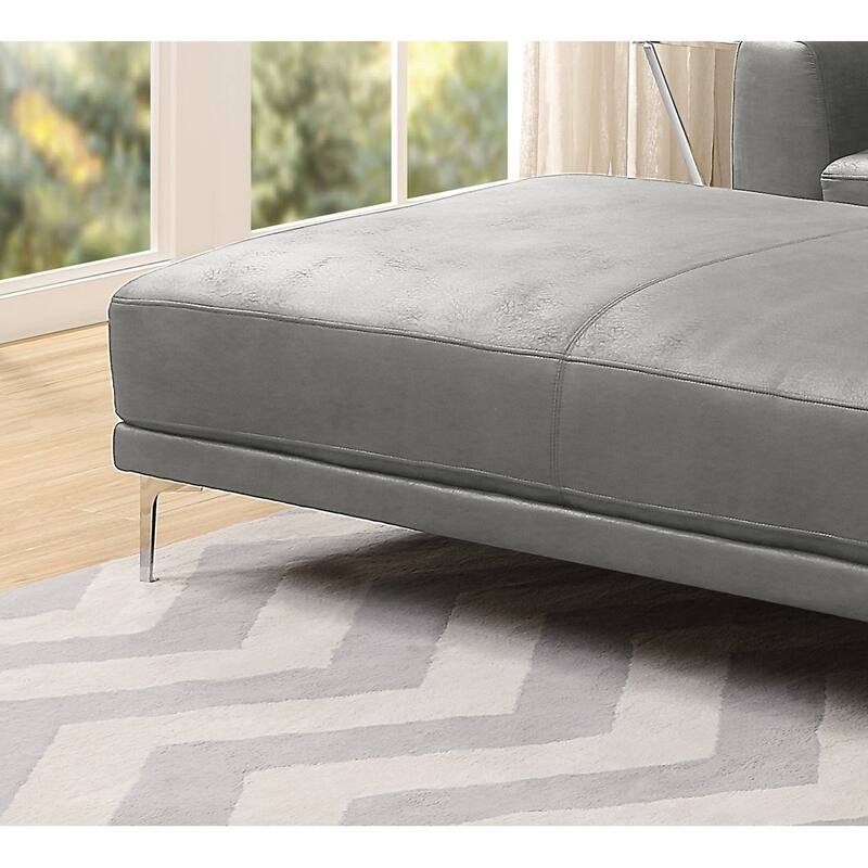 Modern Breathable Leatherette Large Ottoman Metal Legs 1pc Cocktail Ottoman Living Room