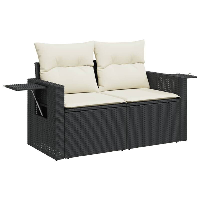 vidaXL Patio Sofa Set with Cushions Outdoor Conversation Furniture Poly Rattan