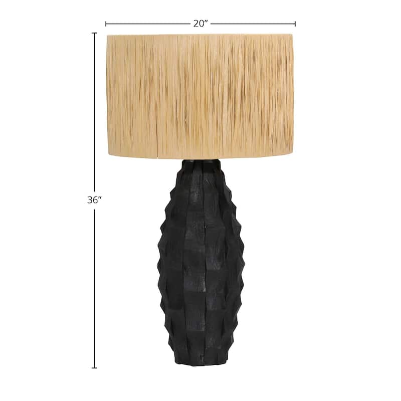 Rex 36" Tall Table Lamp with Wood, Black
