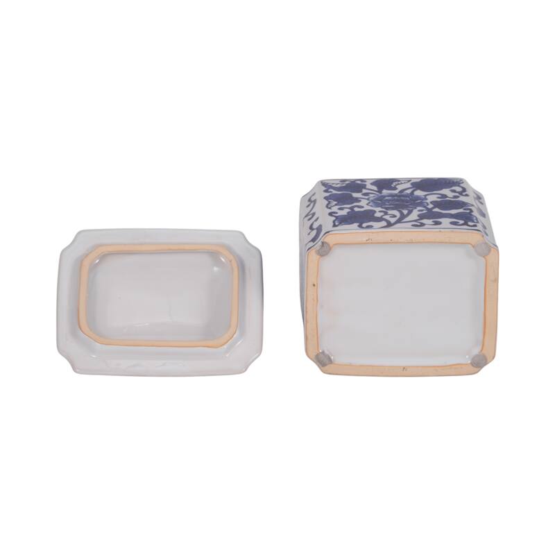 Sagebrook Home Ceramic Candle - 6" Blue/White Chinoiserie with Lid, 13 oz - 5" x 4" x 6"
