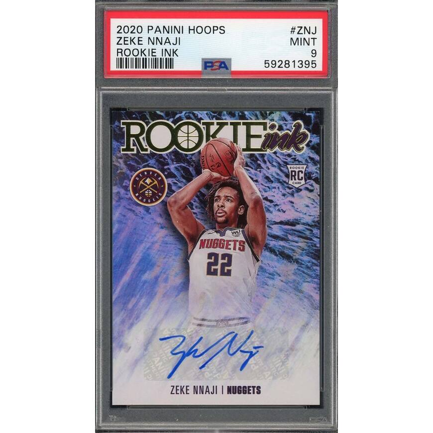 Zeke Nnaji 2020 Panini Hoops Rookie Ink Basketball Card RC #ZNJ Graded PSA 9 - 8'6" x 11'6"
