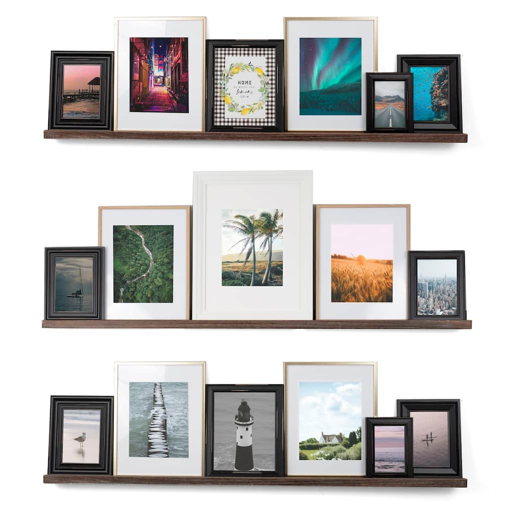 Rustic State Set of 3 Wall Mounted Shelves 52 Inch Photo Ledge