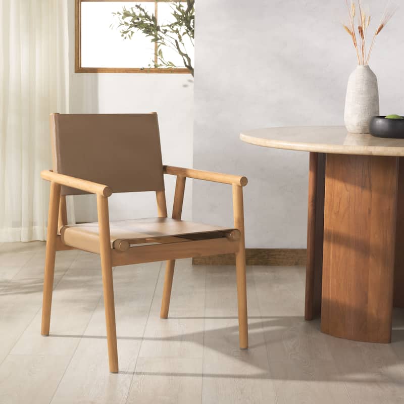 SAFAVIEH Couture Hutson Leather Dining Chair - 23"W x 24"D x 34"H