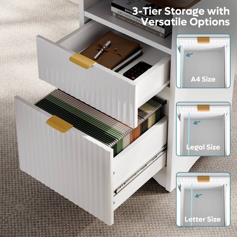 Bestier 56"W Modern L-Shaped Corner Computer Desk With Filing Drawer