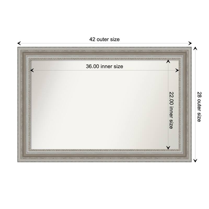 Parlor Silver Framed Non-Beveled Custom Wall Mirror, Bathroom Vanity Mirror - Outer Size: 41.5 x 27.5
