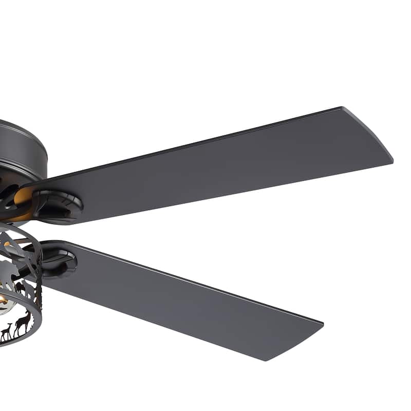 52-inch Reversible 5-Blade Caged Ceiling Fan with Light and Remote