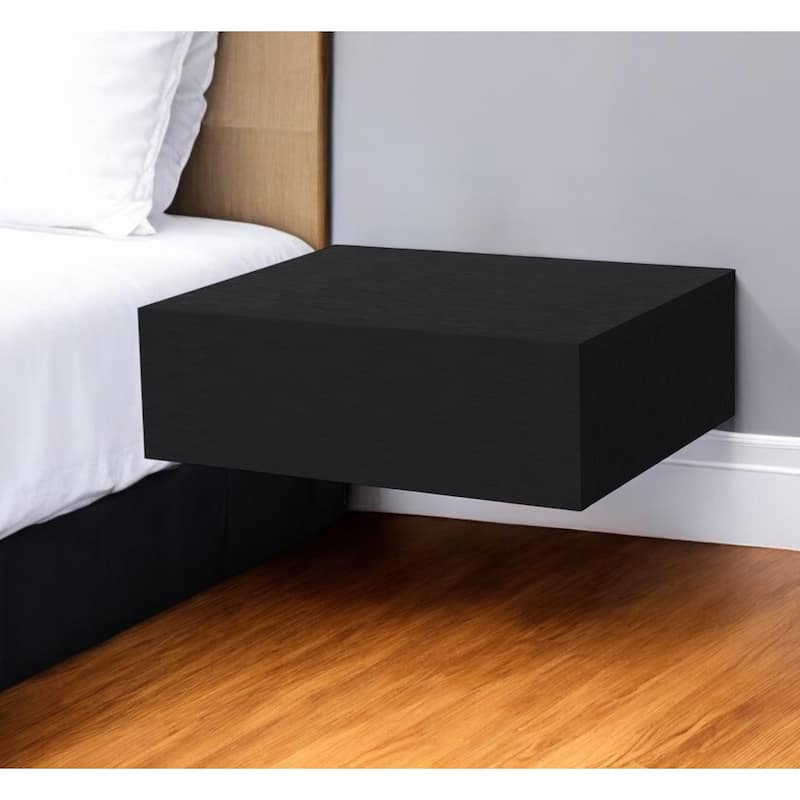 5" Black One Drawer Faux Wood Floating Nightstand - Black - 1-drawer