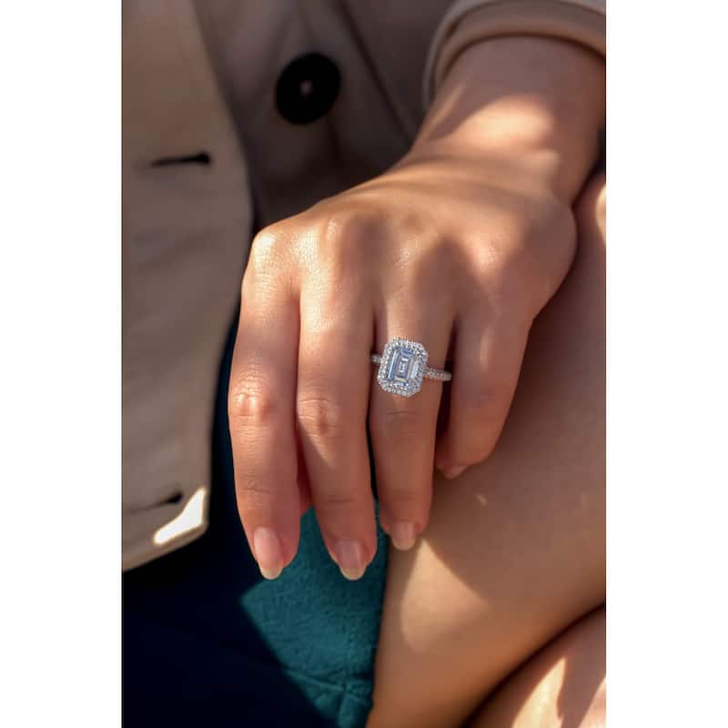 Kobelli 4.52 Carats Light Blue Diamond IGI Certified Solid 14k White Gold Double Halo Near Eternity Delphi Ring