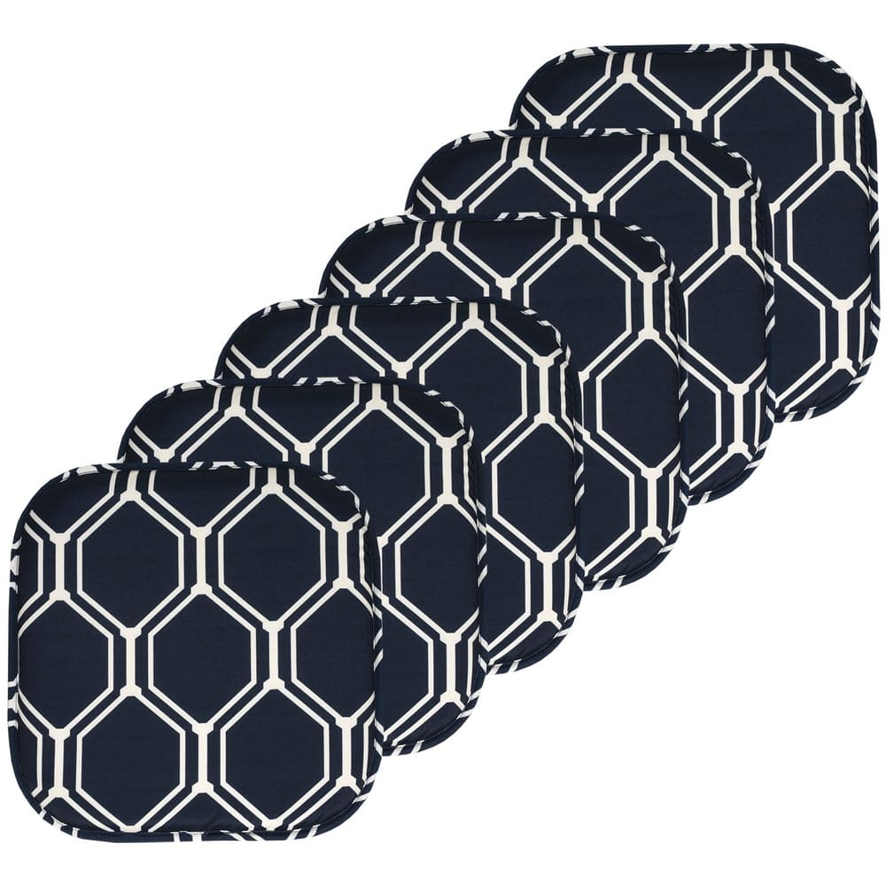 Sweet Home Collection Mirage Hexagonal Memory Foam Non Slip Back Chair Pad Cushion 16" x 16"