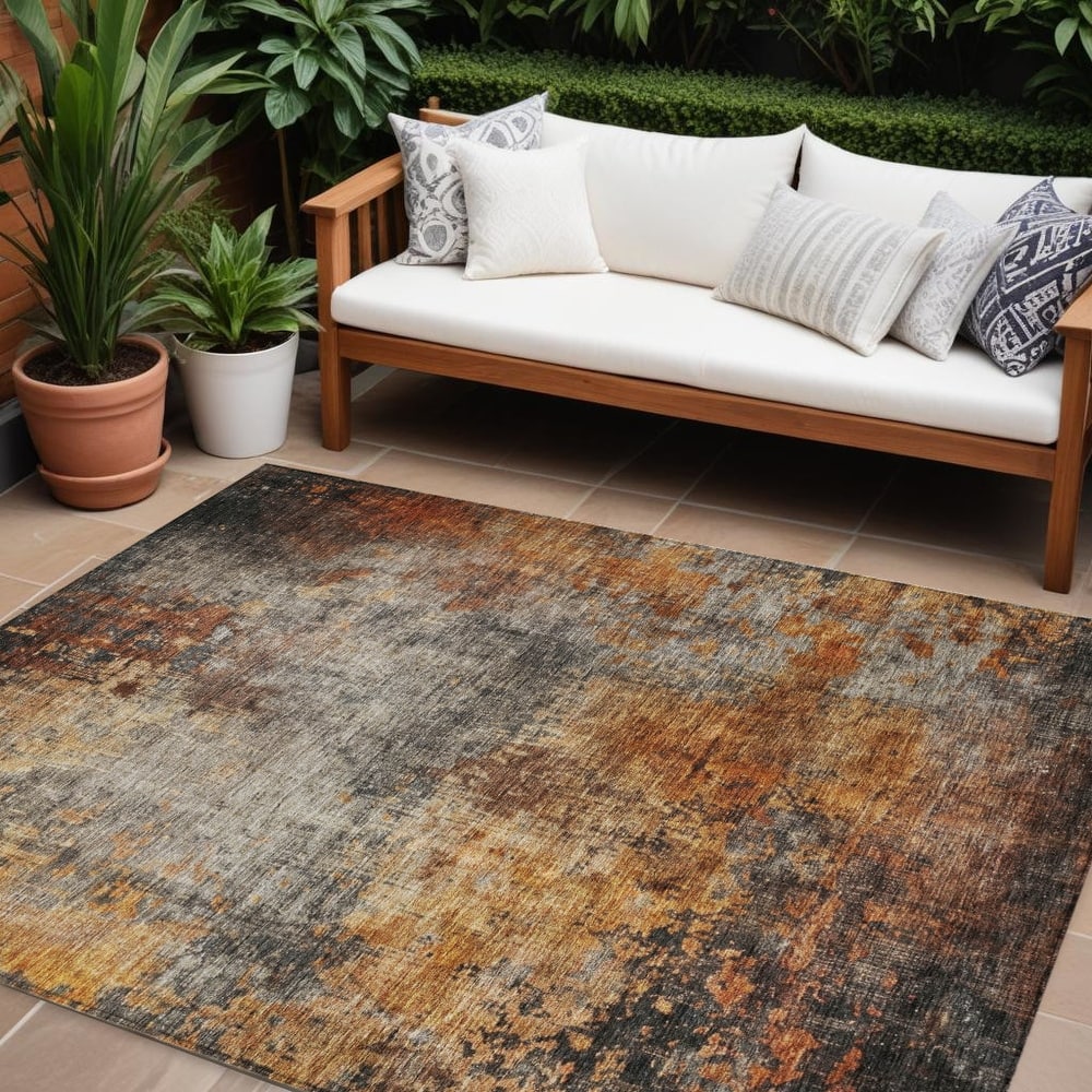 HomeRoots Abstract Transitional Rectangle Outdoor Rug