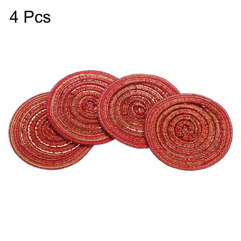 4pcs Round Braided Placemats Non-Slip Washable Round Table Mats