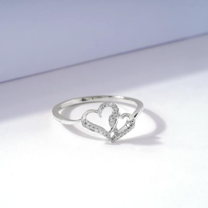 1/20ct TDW Diamond Heart Ring in 10k Gold for Women