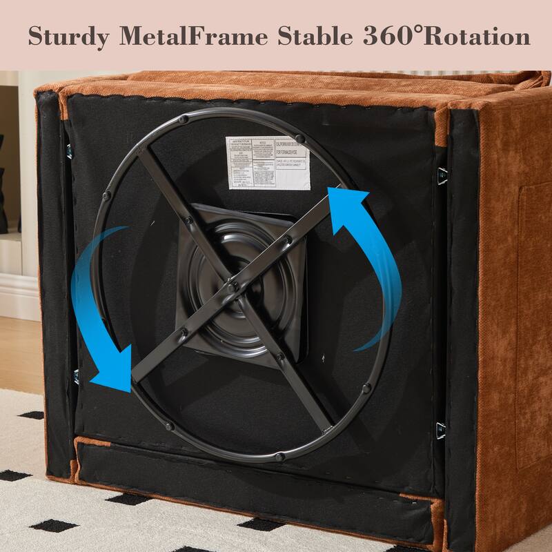 GDFStudio - Chenille 36.22" Swivel Barrel Chair