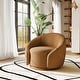 preview thumbnail 53 of 70, 35" Wide Velvet/ Boucle Swivel Barrel Accent Chair Red Brown-Boucle