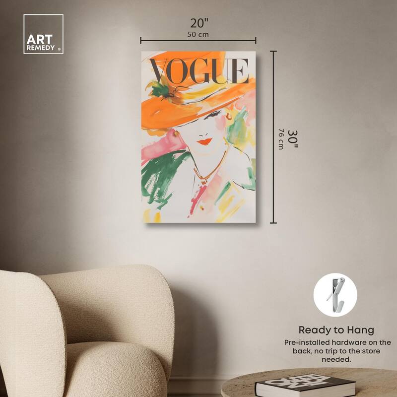 Woman in Hat Cover Canvas by Art Remedy, Gallery Wrapped