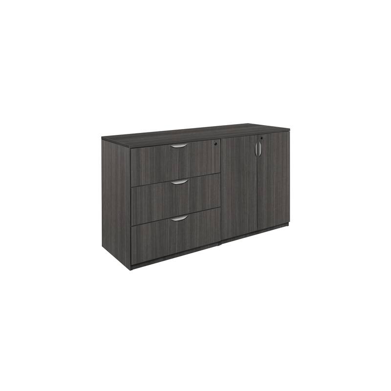 Stand Up Side-to-Side Storage Cabinet with Lateral File - Ash Grey Locking Organizer for Office or Breakroom