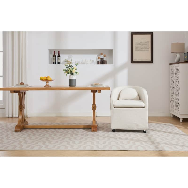 Upholstery Dining Armchair With Universal Wheels