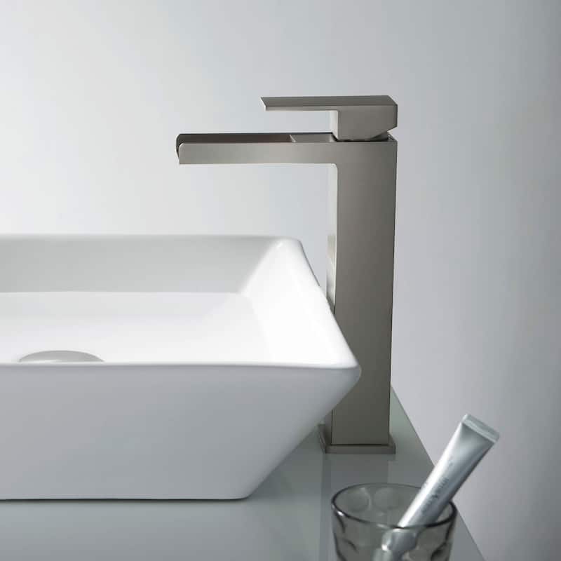 Waterfall Single Handle Bathroom Vessel Sink Faucet with Pop Up Drain