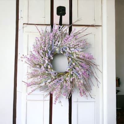 Enova Home 24" Mixed Artificial Spring Flower Wreath for Front Door Home Wall Wedding Festival Farmhouse Holiday Decor