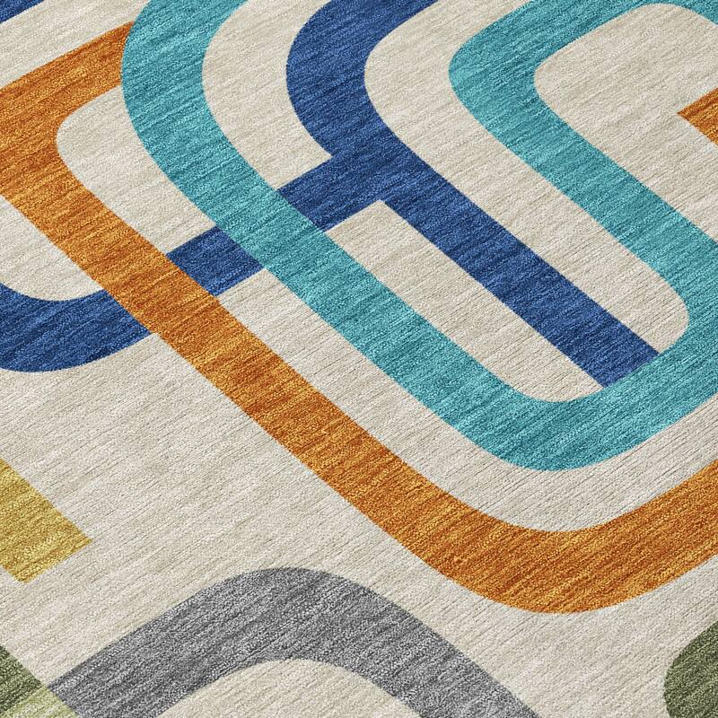 Machine Washable Indoor/ Outdoor Modern Penner Chantille Rug