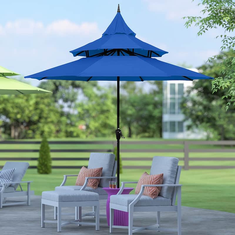 Maypex 9-foot Pagoda Market Umbrella - Blue