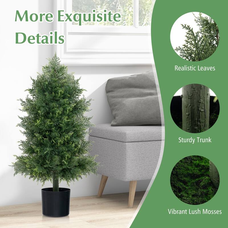 Gymax 2PCS 31.5'' Artificial Cedar Topiary Tree Faux Indoor Floor