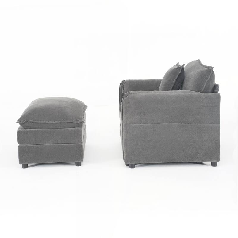 Chair with Movable Ottoman for Living Room or Bedroom