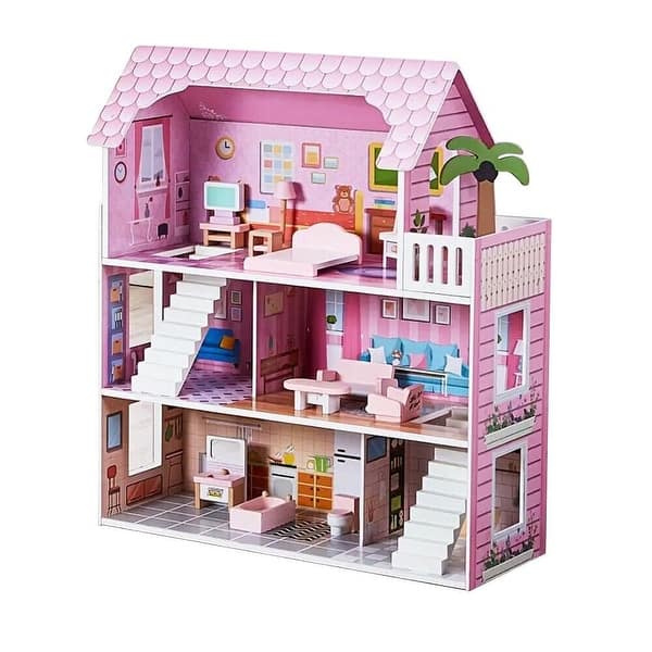 slide 2 of 9, Enchanting Large Wooden Dollhouse Playset Kids Imaginative Role Play Toy 5-7 Years
