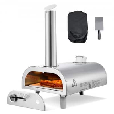 Silver Stainless Steel Portable Pellet Pizza Oven for Outdoor Use - 15.4 x 26 x 27.6 inch