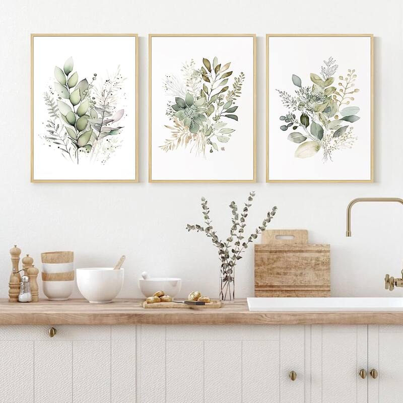 Floral Canvas Wall Decor Prints Sage Green Wildflower Wall Art