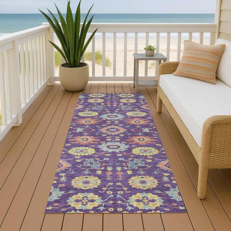 Machine Washable Indoor/ Outdoor Global Durango Chantille Rug - Purple - 2'3" x 7'6"
