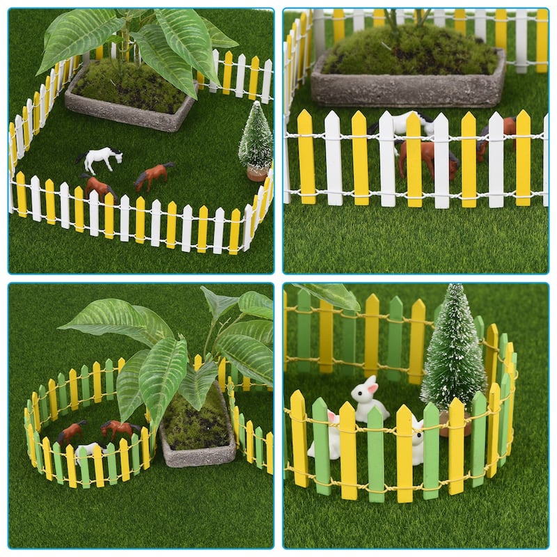 35" L x 2" H Wood Miniature Mini Fairy Garden Picket Fence - 35" L x 2" H