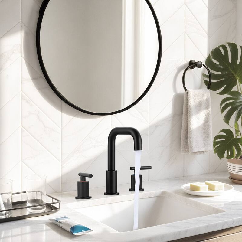 WOWOW 8-inch Dual Handle Widespread Bathroom Faucet