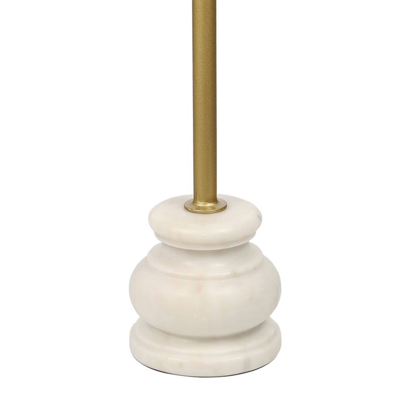 Colby 24.5" Wood & Metal End Table with Quatrefoil Top & Marble Base, By JONATHAN Y