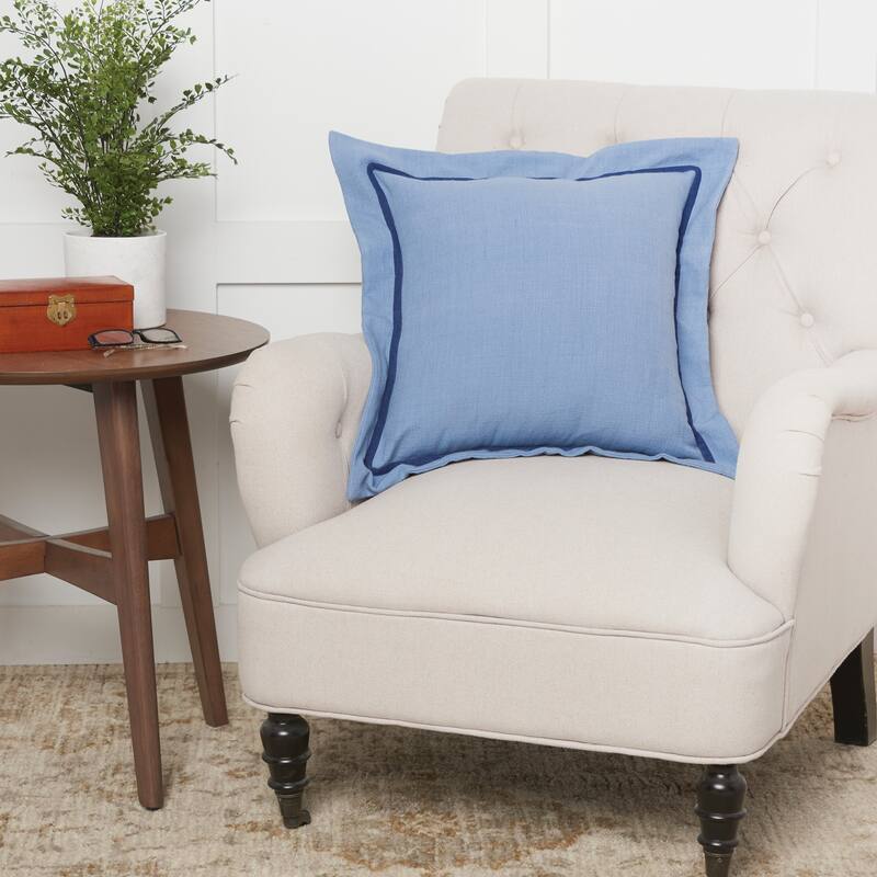 18" x 18" Cotton Flange Decorative Throw Pillow With Insert