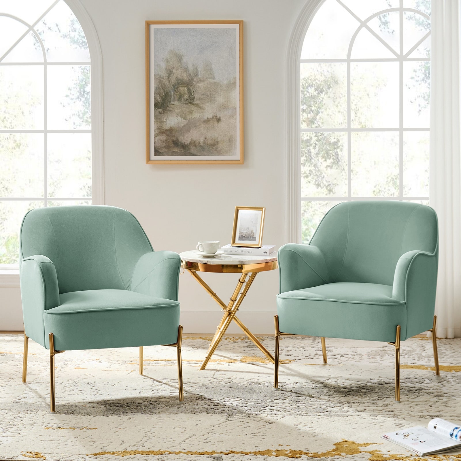 Green accent chair set of 2 deals