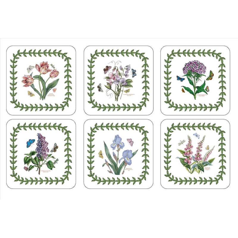Pimpernel Set of 6 Botanic Garden Coasters - 4 Inches Sq.