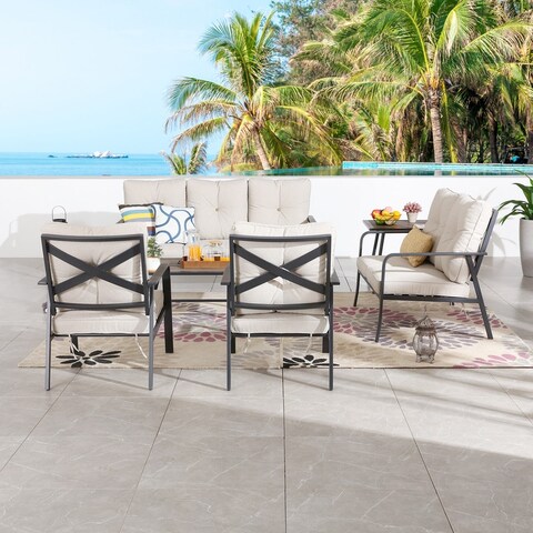 Patio Festival Curve-Arm 6-Piece Metal Outdoor Conversation Set