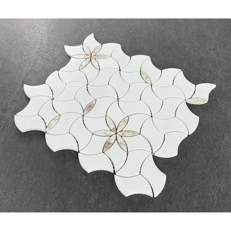 Blossom Thassos White Marble Waterjet Mosaic Wall And Floor Tiles - 1 Case (10 Sheets)